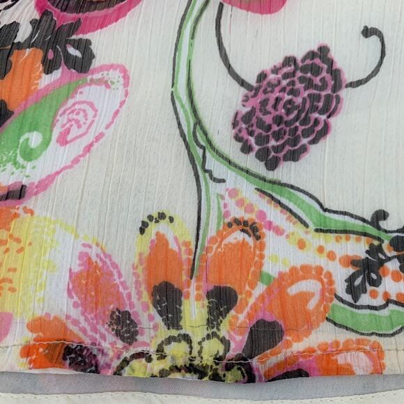 American Rag Dress Cream Spring Colors Floral Sleeveless Chiffon Dress Small - Picture 8 of 13
